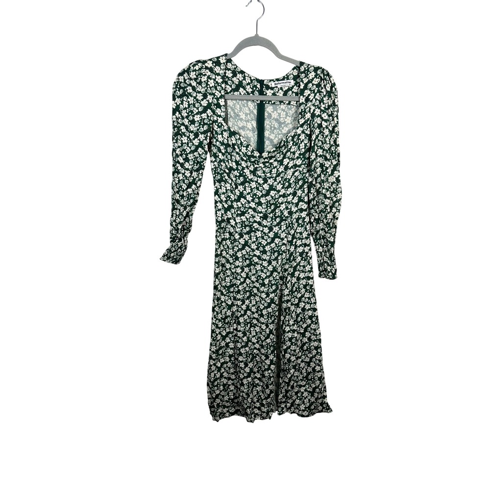 Reformation Wallflower Dress Women 2P Cilantro Green New Floral Midi Sweetheart